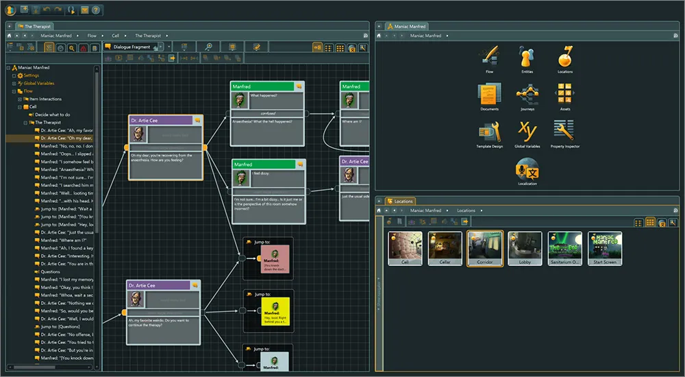 articy:draft - enterprise narrative design tool interface