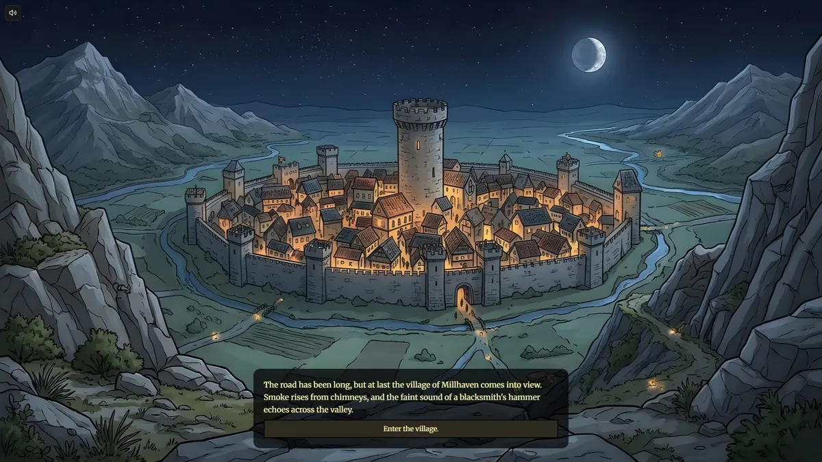 The single-choice opening. Even one button is a branch point if it commits the player to a path.