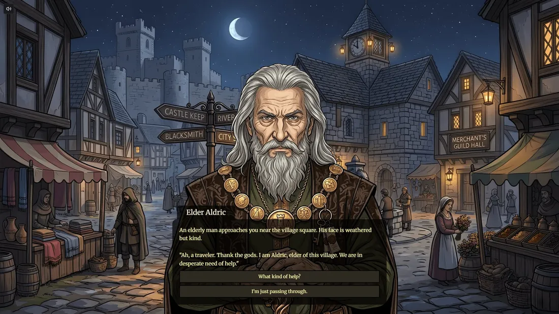 A finished visual novel scene. This is the goal.